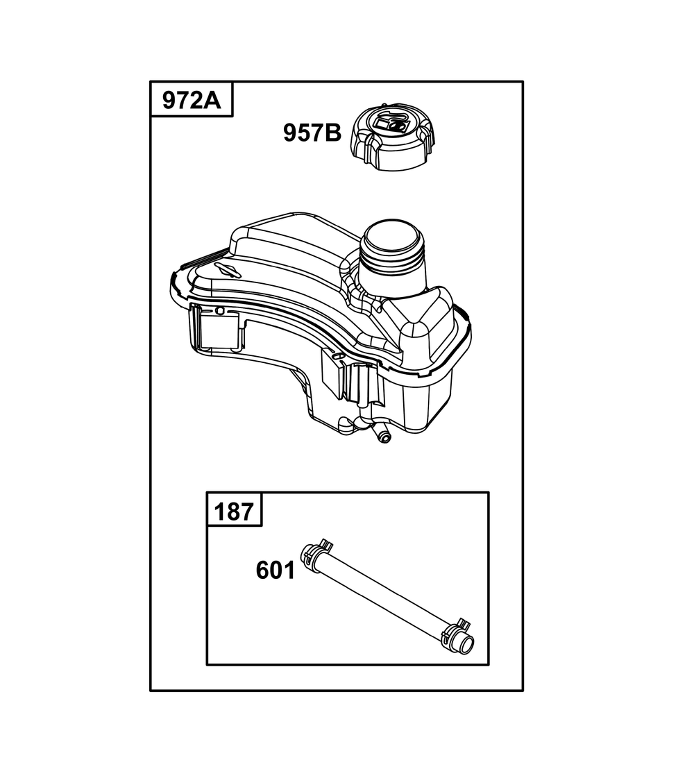 Fuel Supply Group Diagram and Parts List for 09P902-0009-H5 020000 - 09Z999 Briggs and Stratton Engine